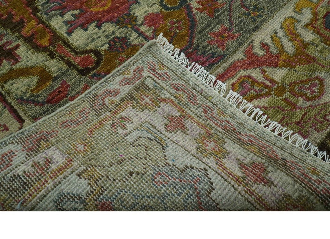 Hand-knotted wool rug edge with fringes and tightly woven back texture