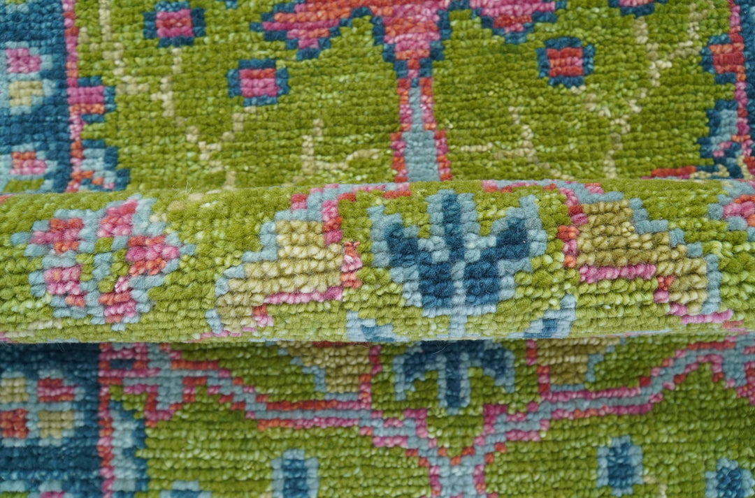 Custom Made Runner Donegal Green And Blue Hand Knotted Wool Rug