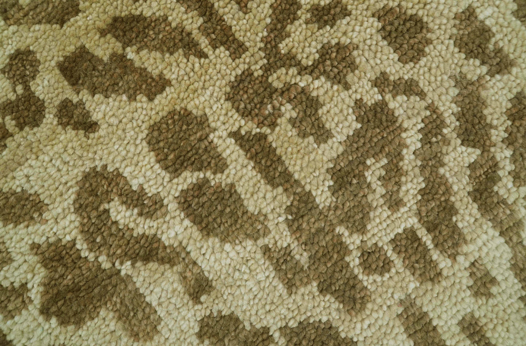 Custom Made Hand Knotted Brown Contemporary Animal Wool Area Rug