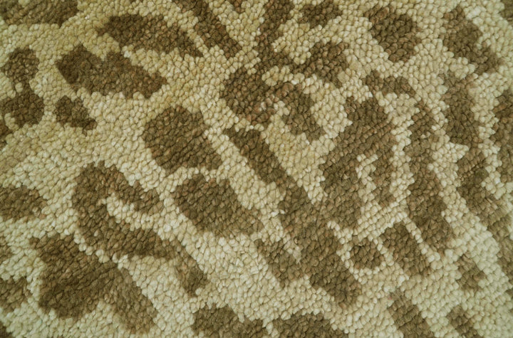 Custom Made Hand Knotted Brown Contemporary Animal Wool Area Rug