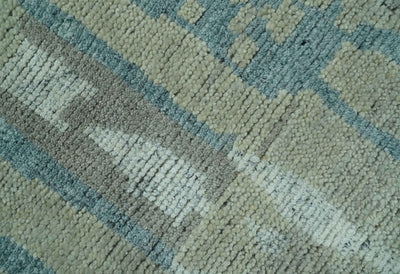 5x8 Olive, Teal and Brown Modern abstract Hand knotted wool Area Rug