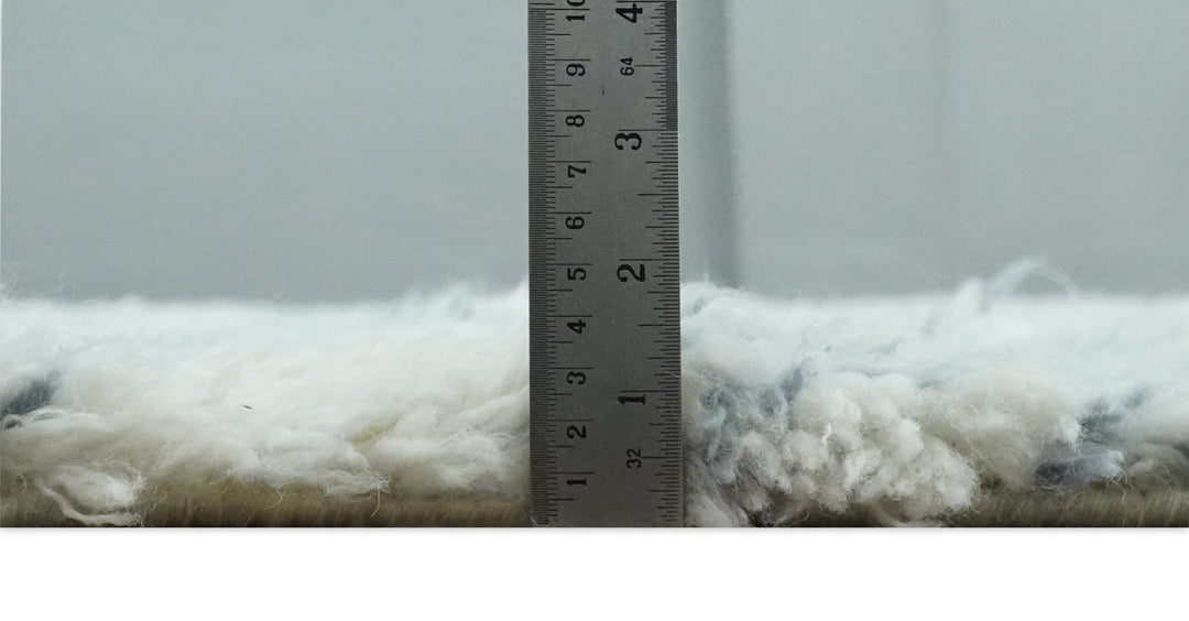 Ready to Ship 5x8 Modern Ivory and Blue Moroccan Wool Rug