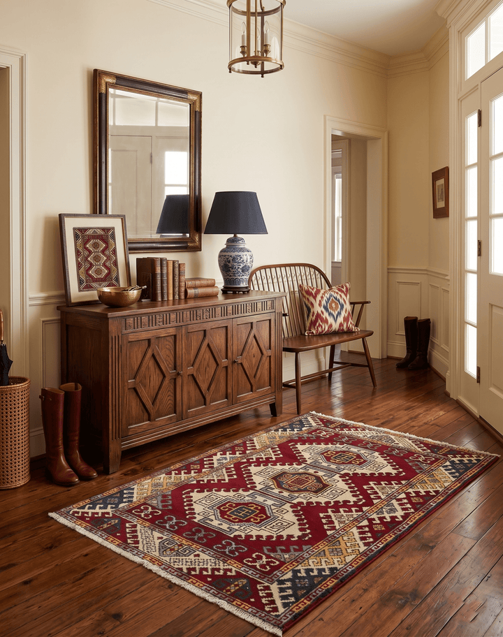 4x6 Hand Knotted Traditional Kazak Ivory and Rust Wool Area Rug - The Rug Decor