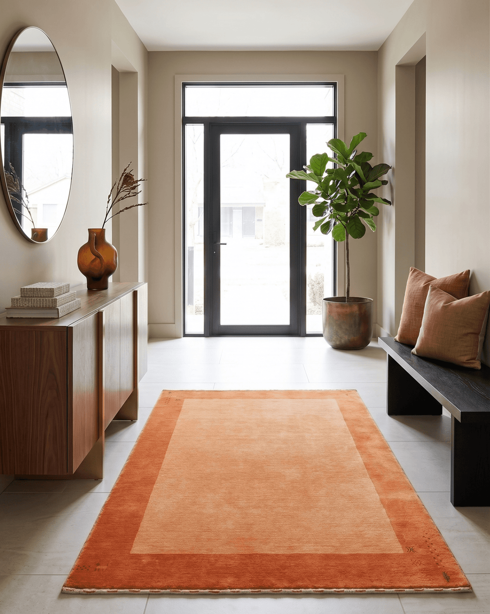 4x6 Small Rust and Peach Farmhouse Wool Hand Woven Southwestern Gabbeh Rug - The Rug Decor