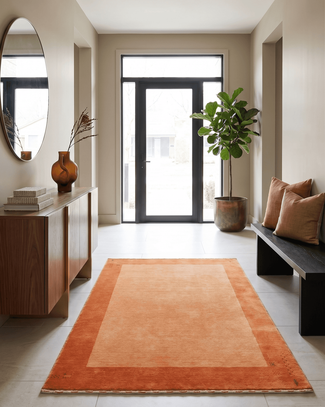 4x6 Small Rust and Peach Farmhouse Wool Hand Woven Southwestern Gabbeh Rug - The Rug Decor