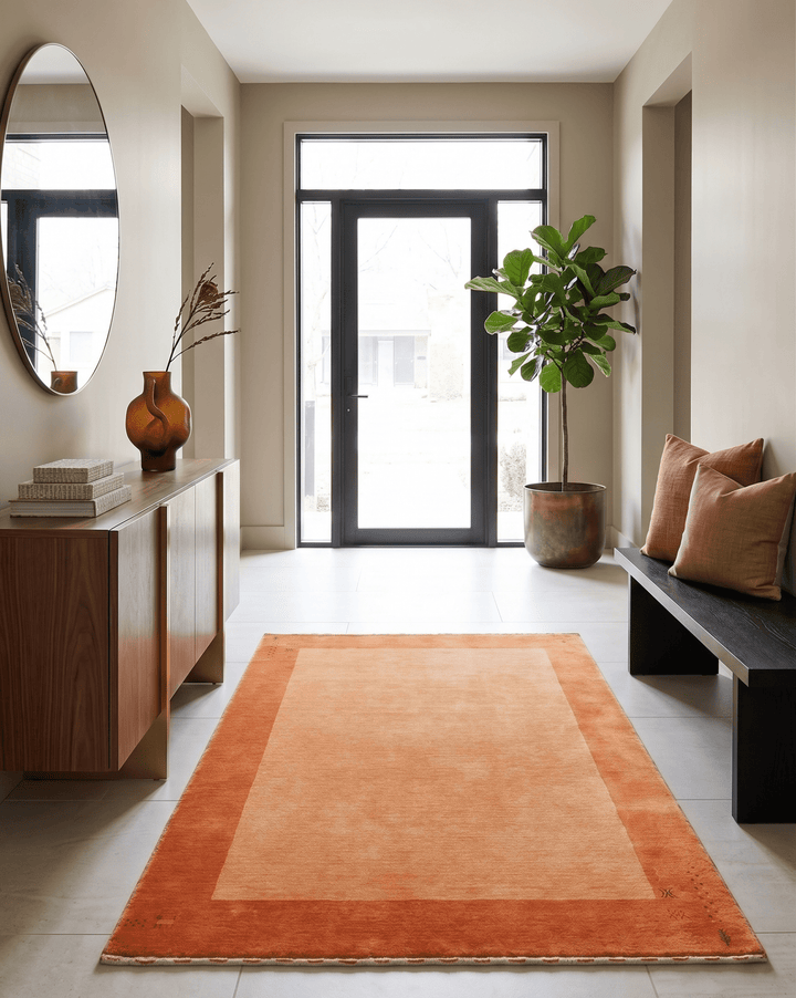 4x6 Small Rust and Peach Farmhouse Wool Hand Woven Southwestern Gabbeh Rug - The Rug Decor