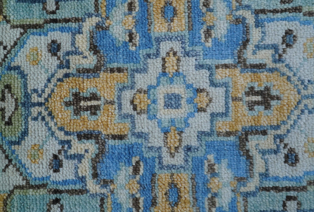 Ellie Blue And Beige Turkish Design Hand Knotted Wool Rug