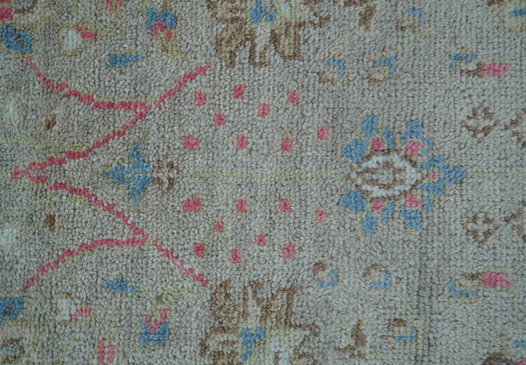 Traditional Oushak Design Beige And Blue 4x6 Hand knotted Wool Area Rug