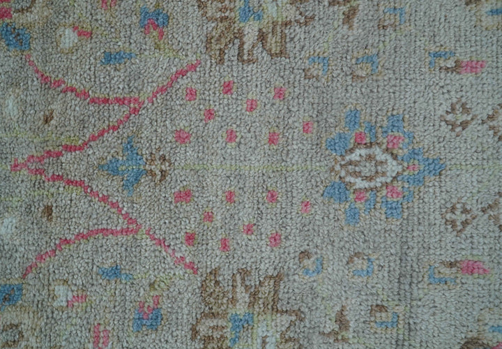 Traditional Oushak Design Beige And Blue 4x6 Hand knotted Wool Area Rug