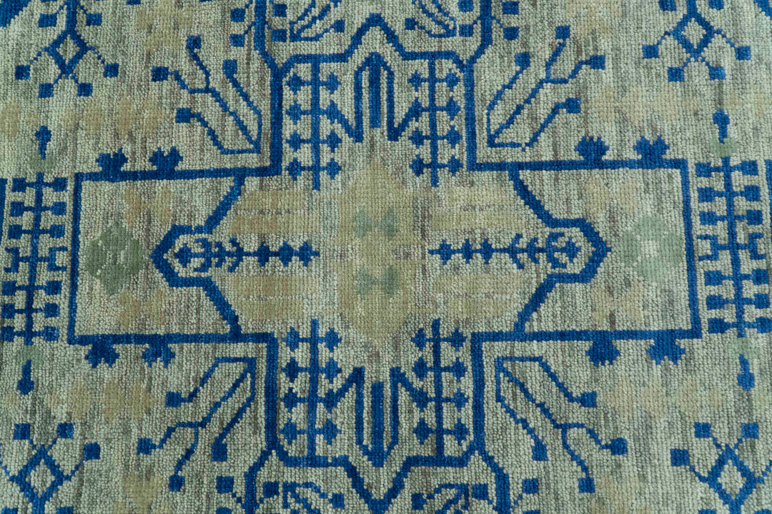 Blue And Beige Modern Design Hand Knotted Custom Made Wool Area Rug