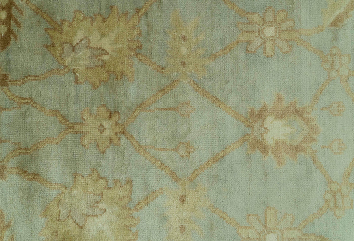 Blue And Brown Traditional Oushak Design 4x6 Hand Knotted Wool Area Rug