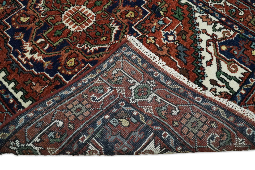 Sera Traditional Design Maroon And Blue Hand Knotted Wool Rug