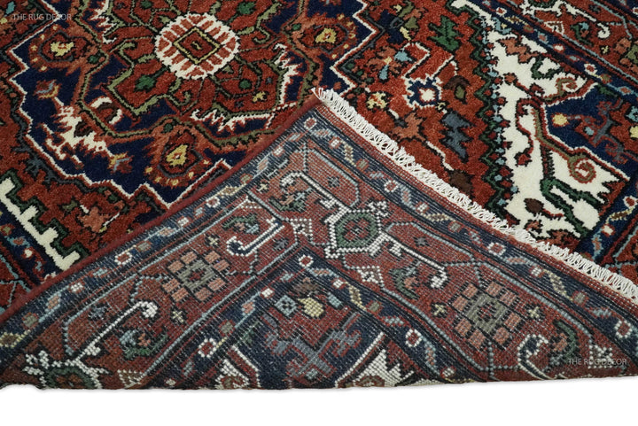 Sera Traditional Design Maroon And Blue Hand Knotted Wool Rug