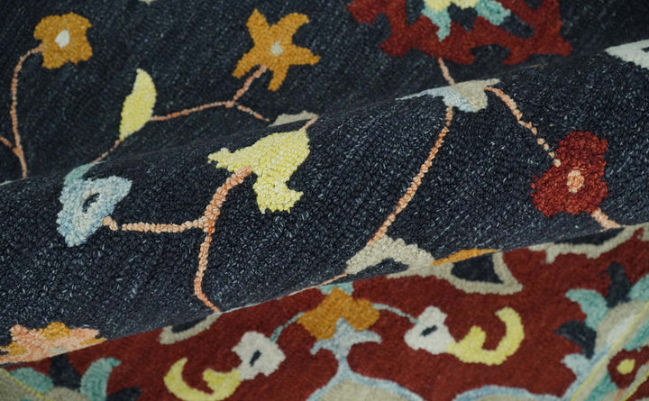 Ready to Ship 8x10 Traditional Charcoal And Maroon Hand Tufted Wool Rug