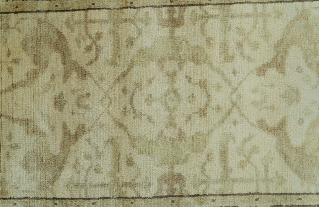 Beige And Brown Traditional Oushak Design Hand Knotted 3x5 Wool Area Rug