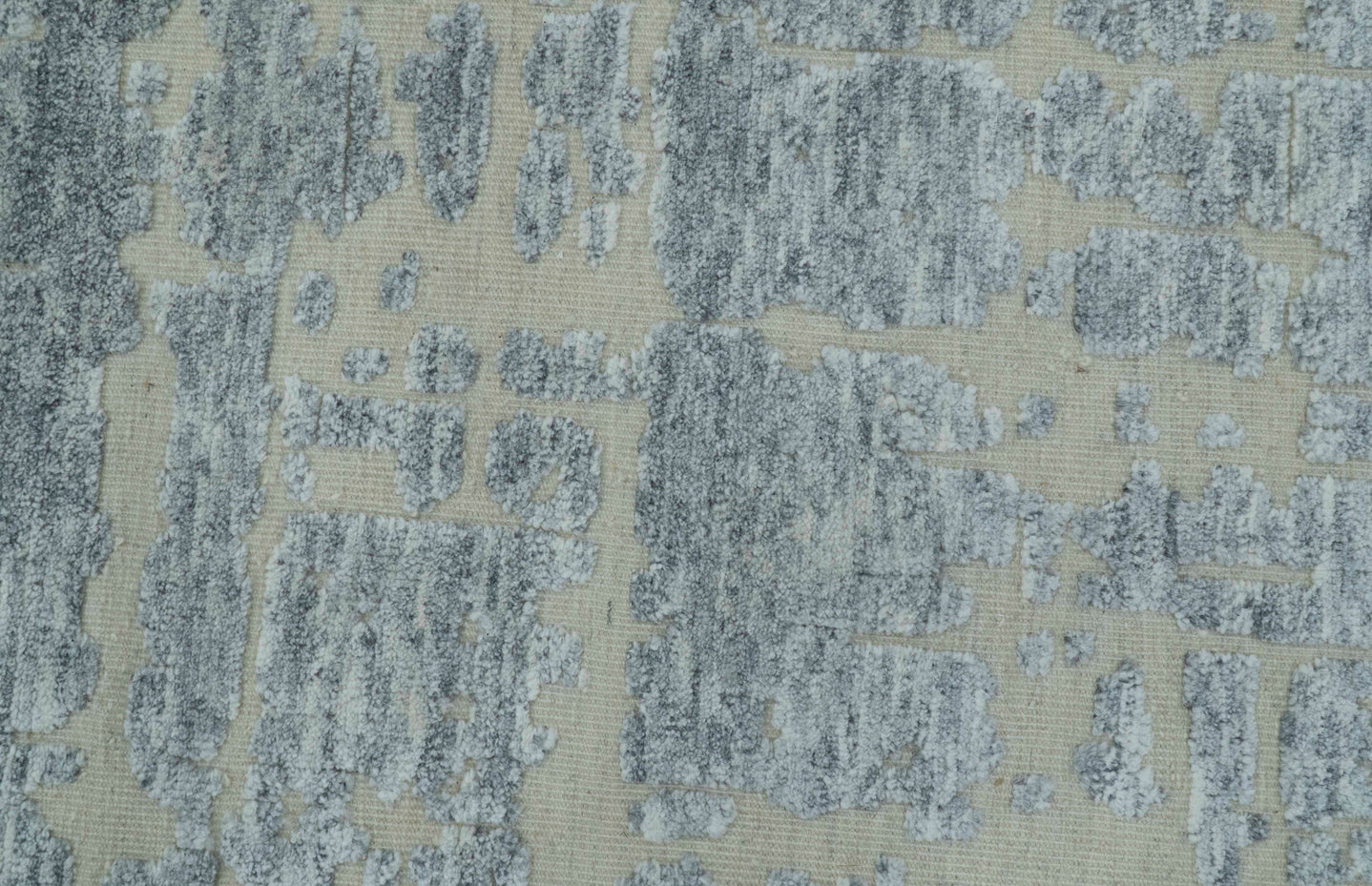 Modern Abstract Design Beige And Gay 8x10 Hand Knotted Wool Area Rug