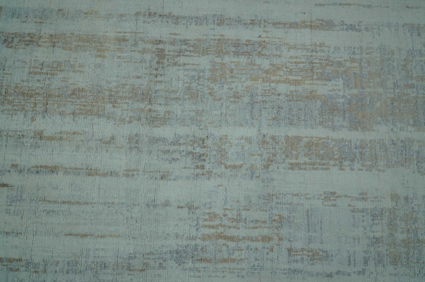Modern Abstract Design Gray And Blue 8x10 Hand Knotted Bamboo Silk Area Rug