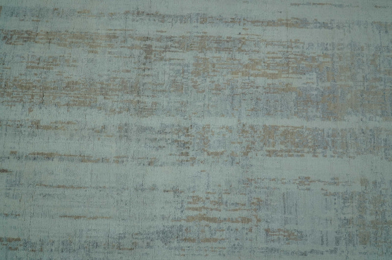 Modern Abstract Design Gray And Blue 8x10 Hand Knotted Bamboo Silk Area Rug