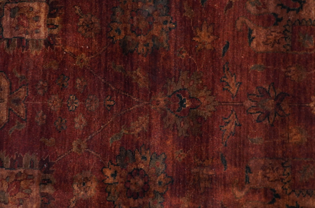 8x10 Traditional Overdyed Red And Black Hand Knotted Wool Area Rug