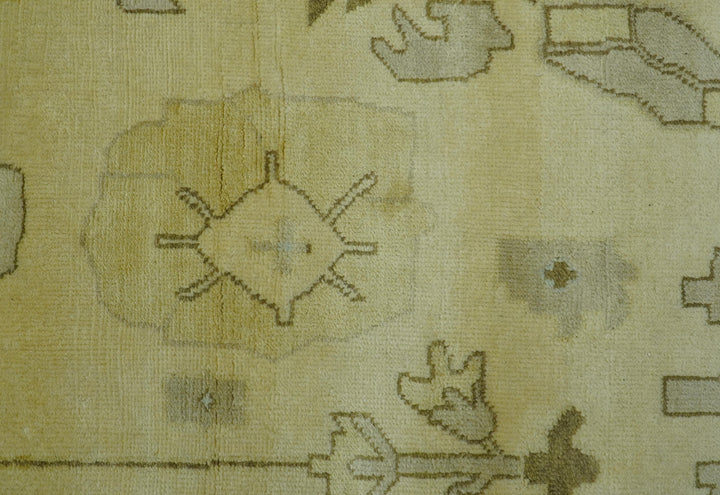 Traditional Oushak Design Blue And Beige Hand Knotted 9x13 Wool Area Rug