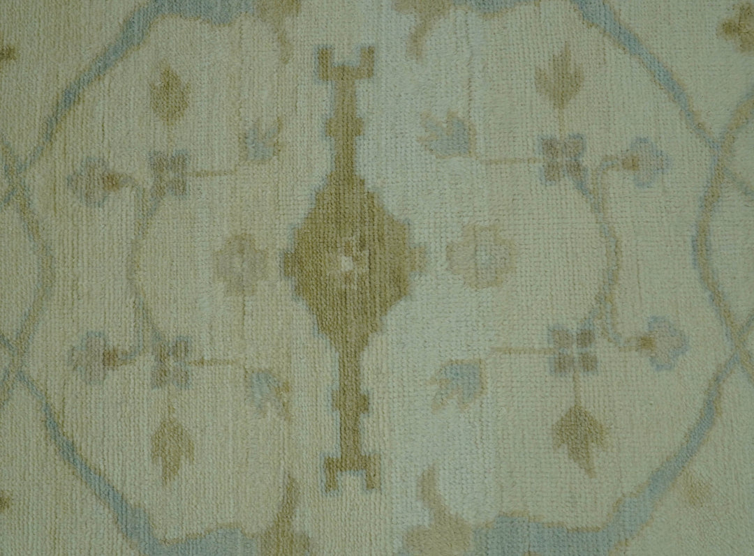 Traditional Oushak Design Ivory And Brown Hand Knotted 8x10 Wool Area Rug