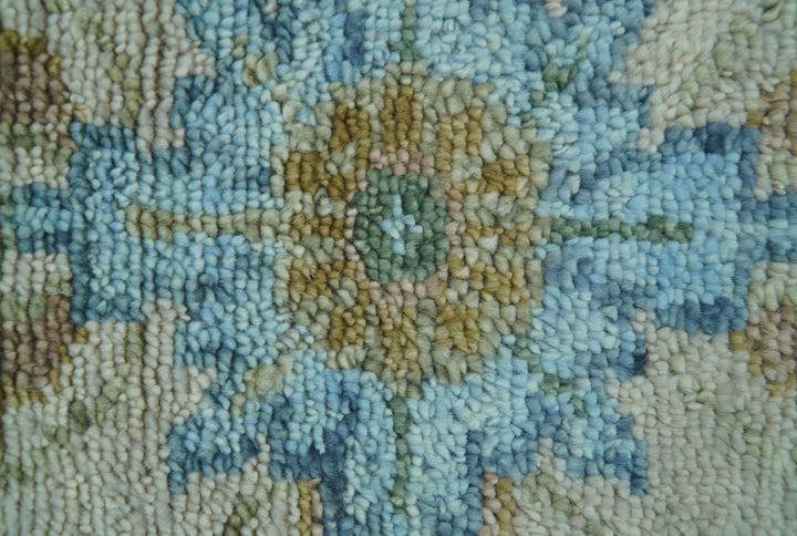 Custom Made Traditional Oriental Design Ivory And Blue Hand knotted Wool Area Rug