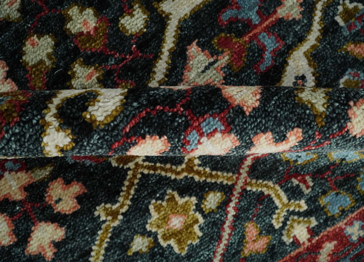 Black and Blue Hand Knotted Traditional Oushak Multi Size Wool Area Rug