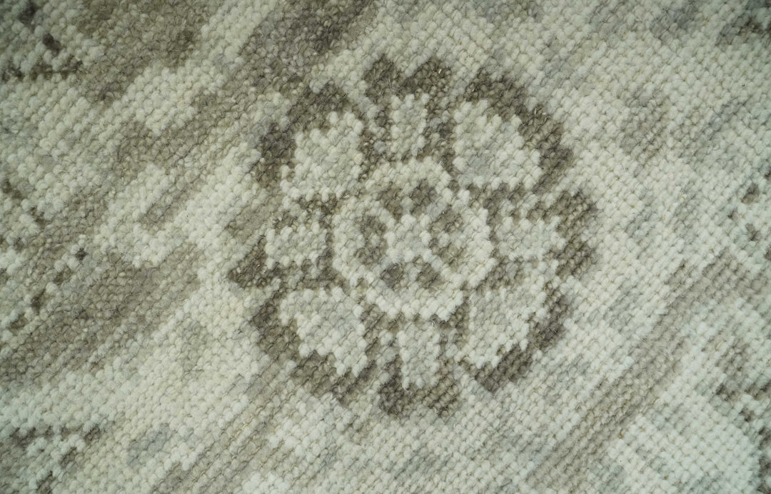 Traditional Turkish Design Beige And Brown Hand Knotted Custom Made wool rug