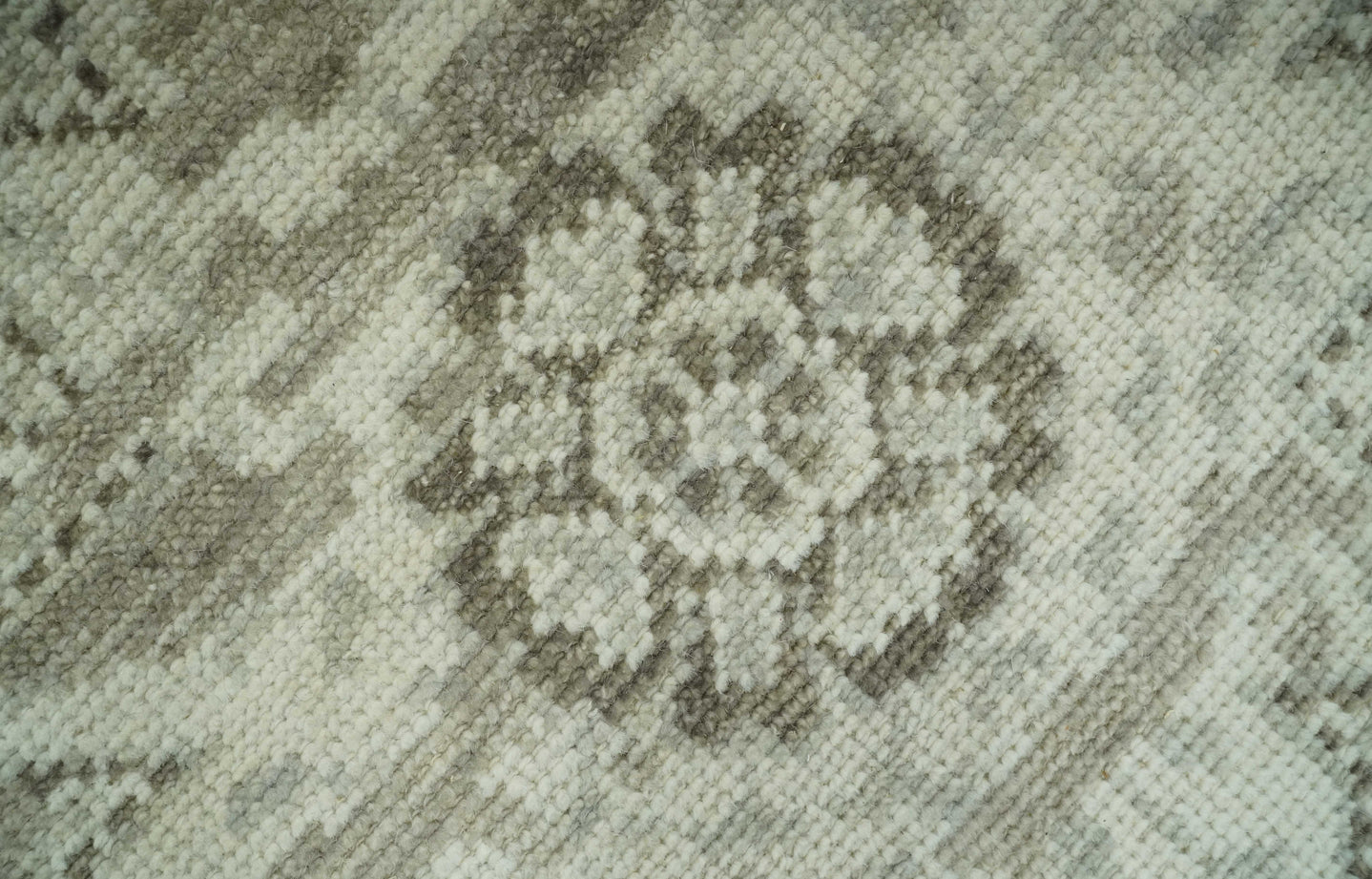 Traditional Turkish Design Beige And Brown Hand Knotted Custom Made wool rug