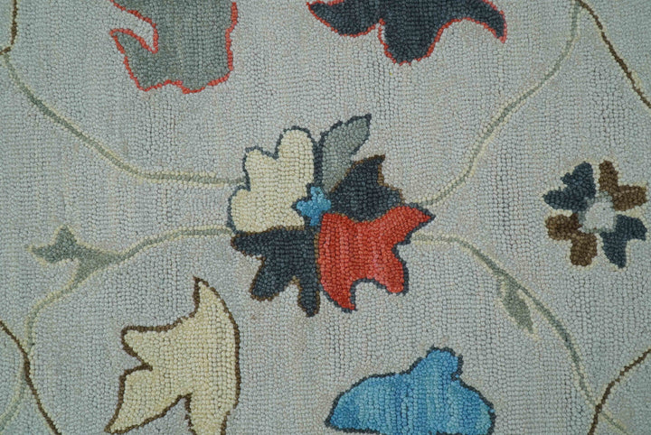 Custom Made Traditional Oushak Silver Hand Tufted Wool Area Rug