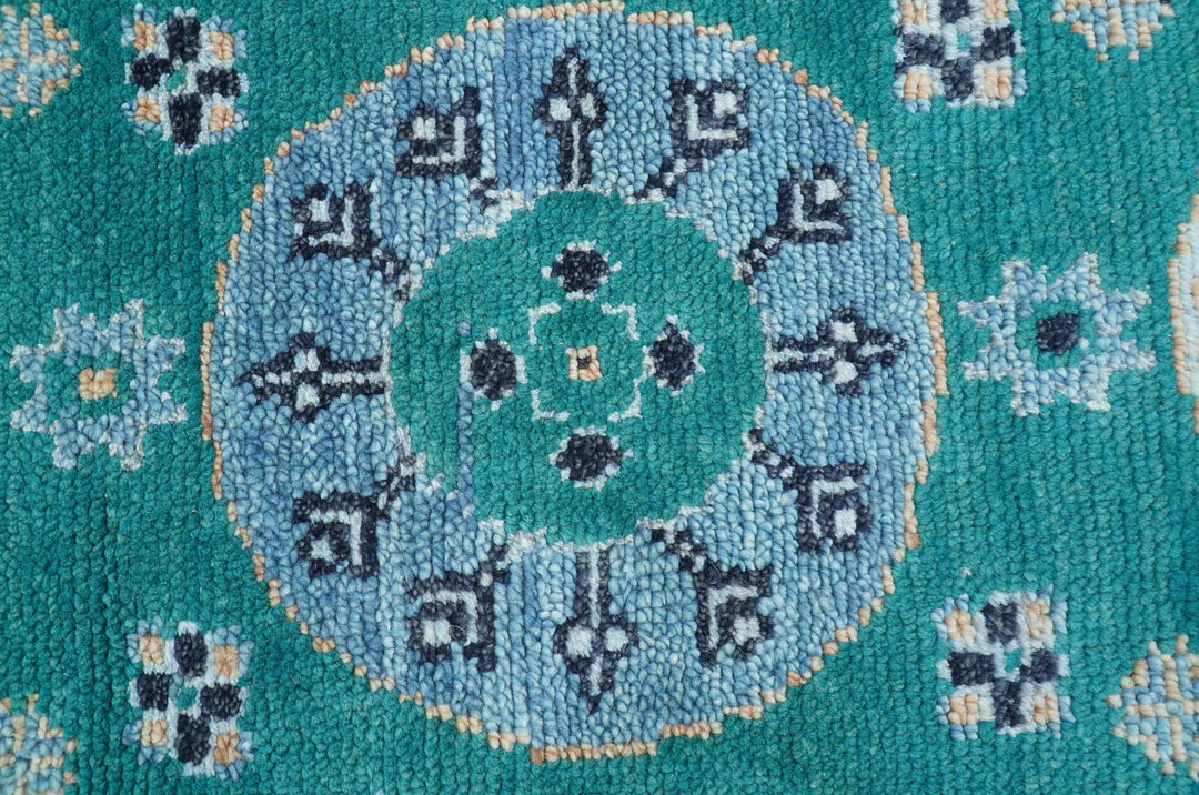 Hand knotted Teal Traditional Khotan Design 4x6 Wool Area Rug