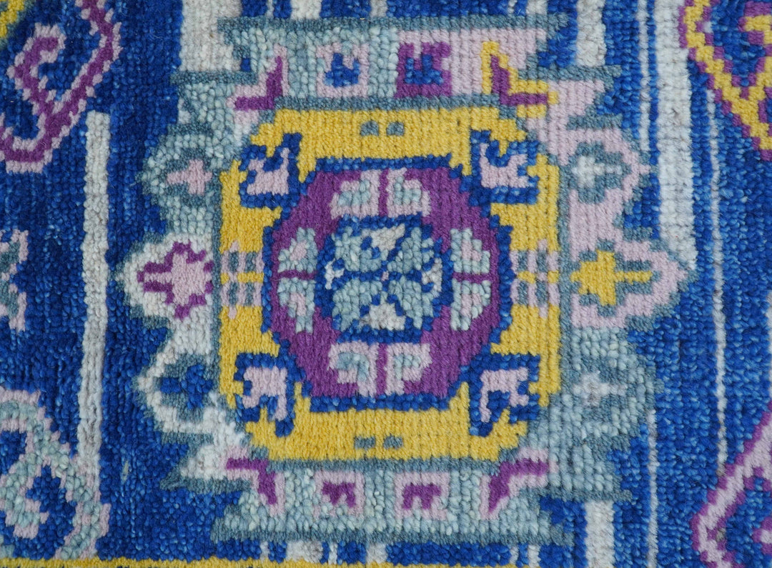 Hand knotted 2x3 Blue Traditional Transitional Design Wool Area Rug