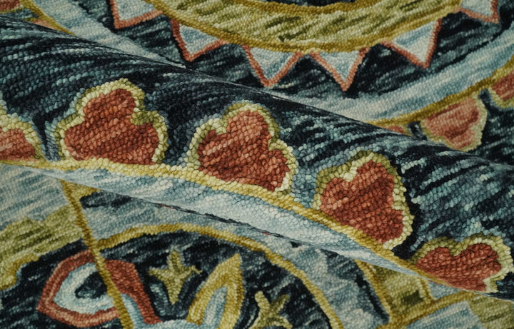 Ready to Ship Hand Tufted 8x10 Gold And Black Traditional Design Wool Rug