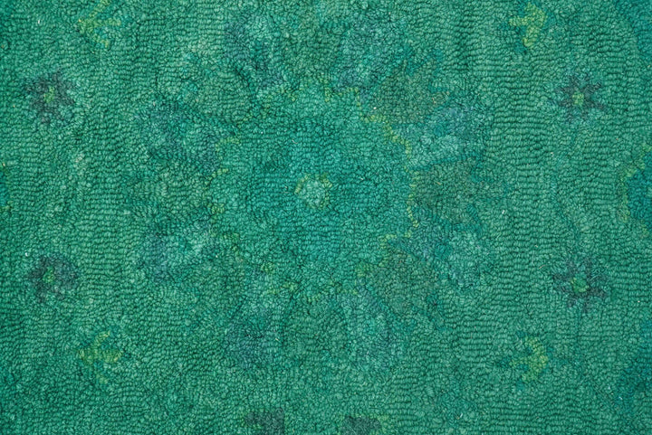Custom Made Overdyed Traditional Oushak Green Hand Tufted Wool Area Rug