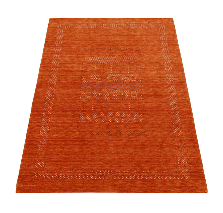 Orange And White Modern Design Hand Loomed Wool Area Rug