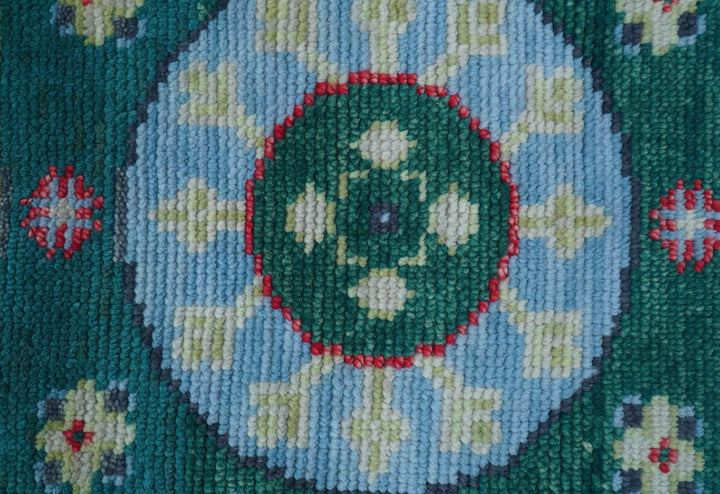 3x5 Hand knotted Traditional Khotan Design Teal Wool Area Rug