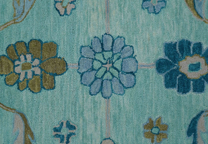 Elaine Custom Made Blue Traditional Oushak Hand Tufted Wool Rug