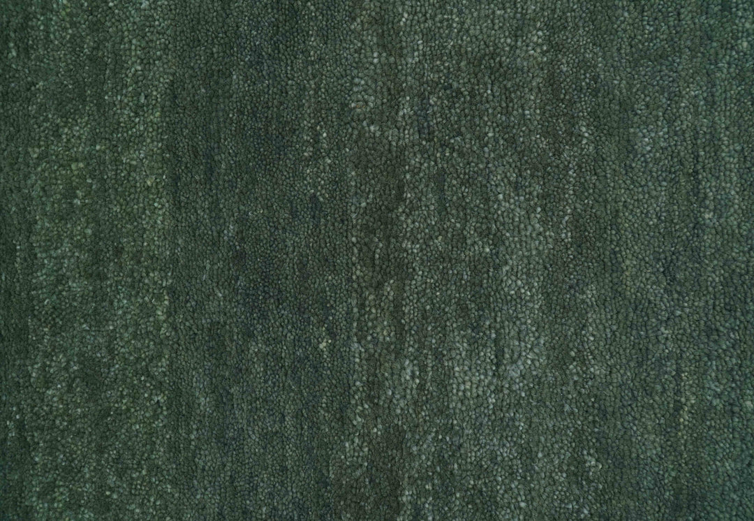 Custom Made Modern Solid Green Hand Tufted Wool Area Rug