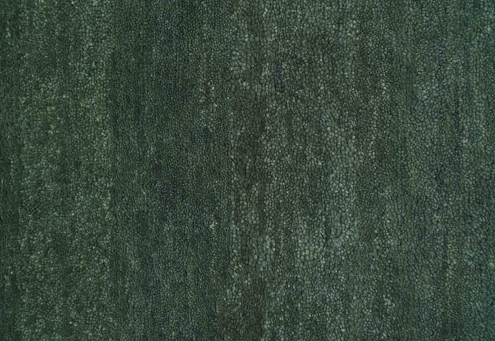 Custom Made Modern Solid Green Hand Tufted Wool Area Rug