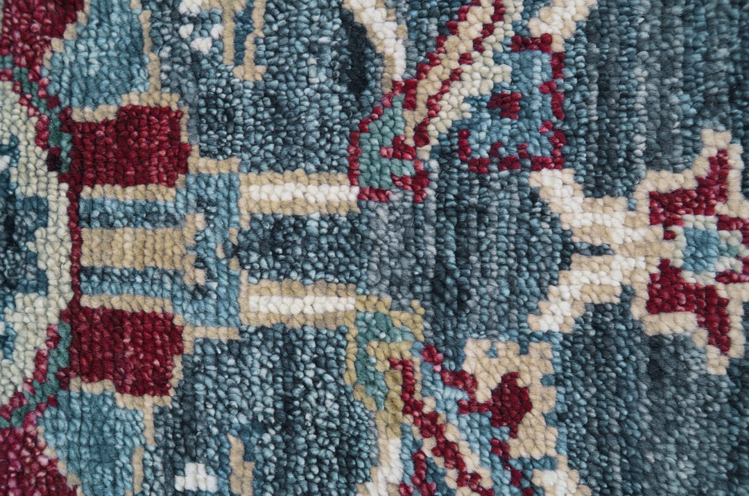 Custom Made Blue Traditional Turkish Design Hand Knotted Wool Rug