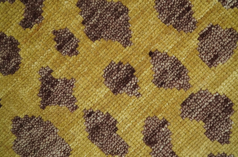 Chaia Dotted Golden-Brown and Purple Hand Knotted 8x10 wool area rug