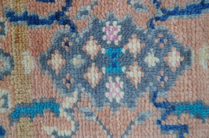2x3 Traditional Peach And Ivory Hand Knotted Wool Rug