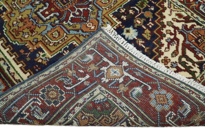 Sera Red And Blue Traditional Serapi Design Hand Knotted Wool Rug