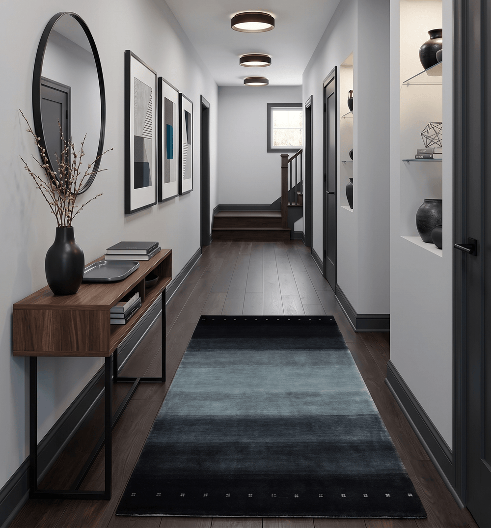 5x7 Black, Charcoal and Gray Striped Wool Hand Woven Southwestern Lori Rug - The Rug Decor