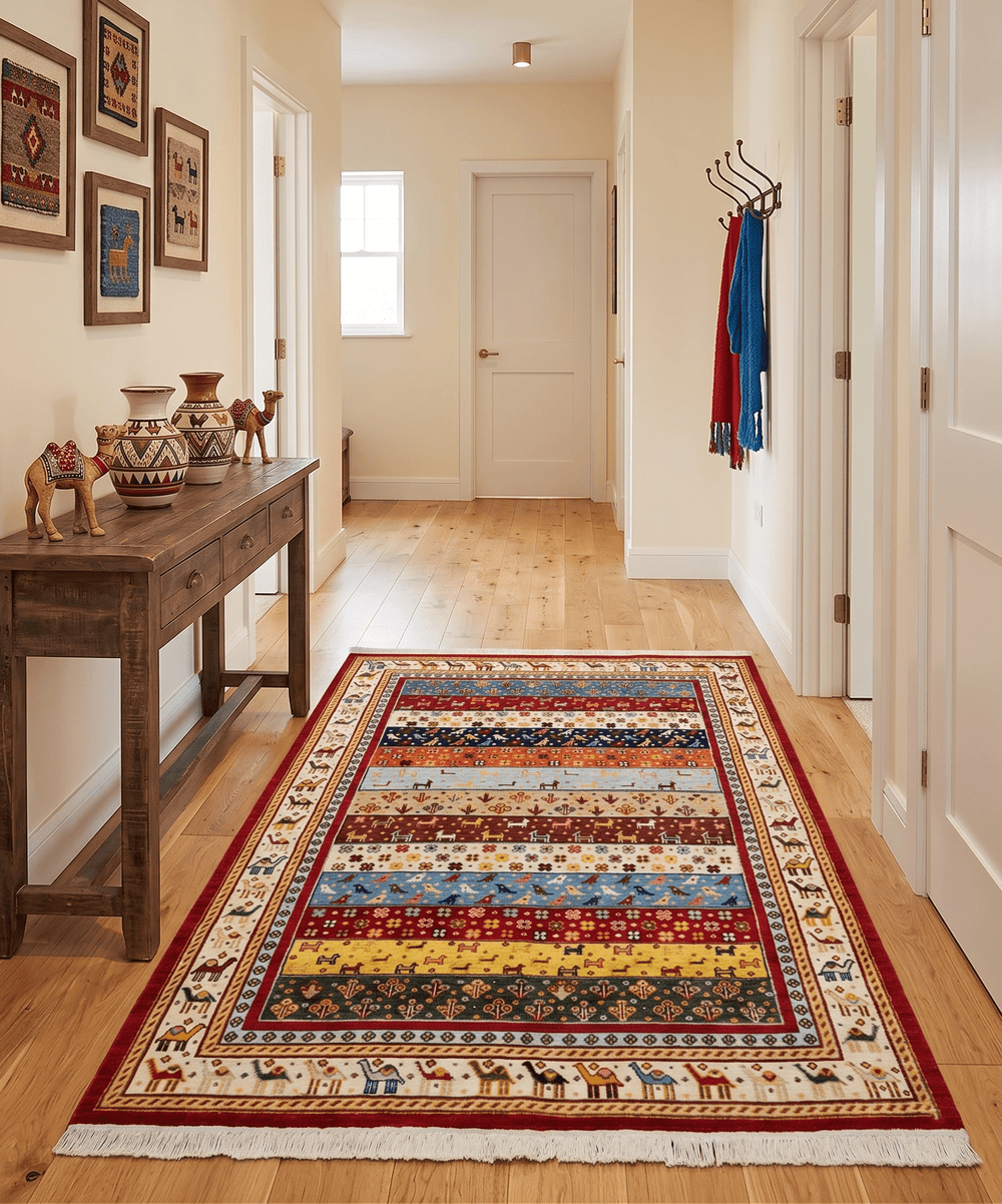 5x7 Multicolor Animal Brid Wool Hand Made Southwestern Lori Rug - The Rug Decor