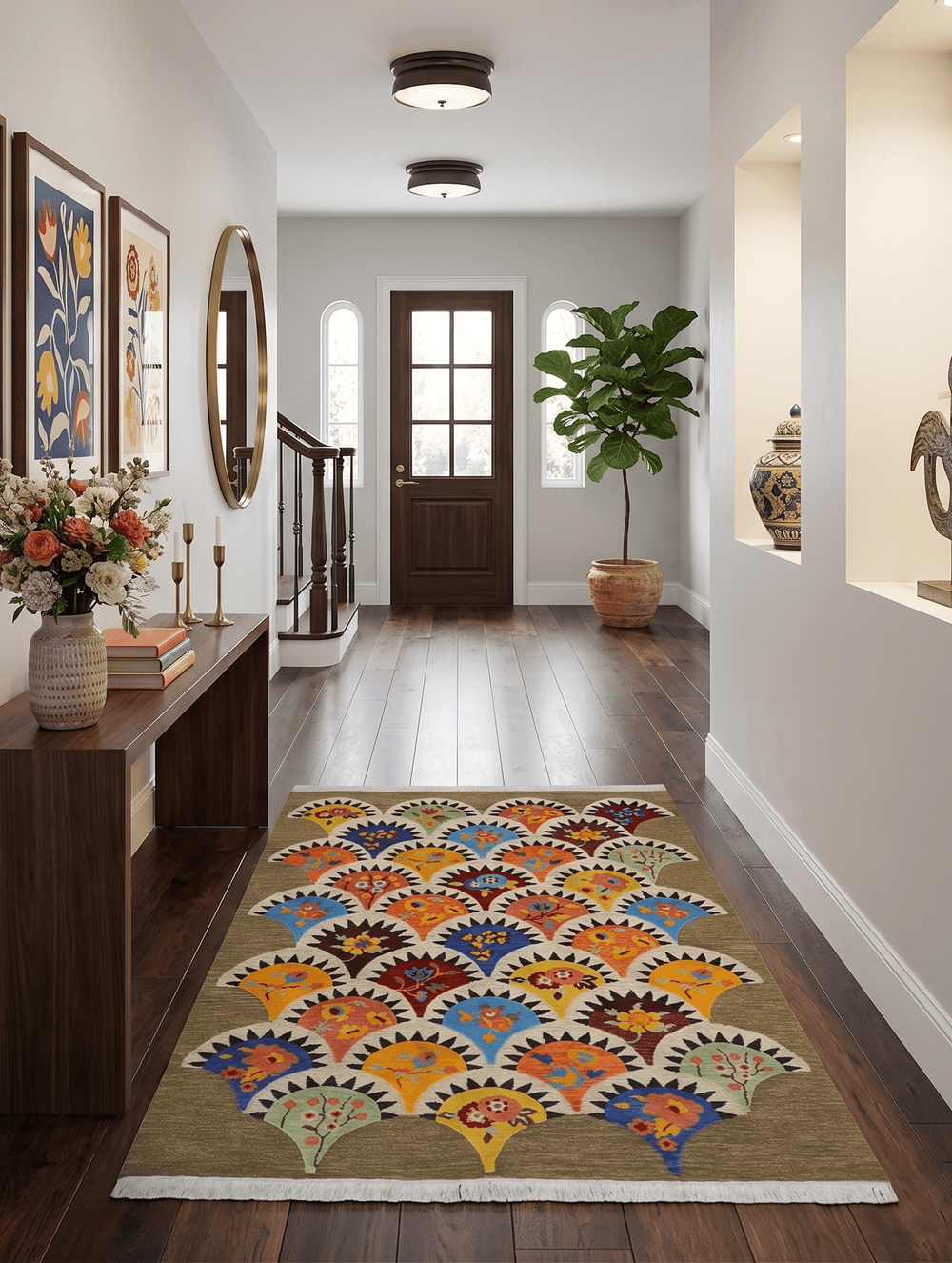 5x7 multicolor Hand Woven Modern Floral Design Wool Rug - The Rug Decor