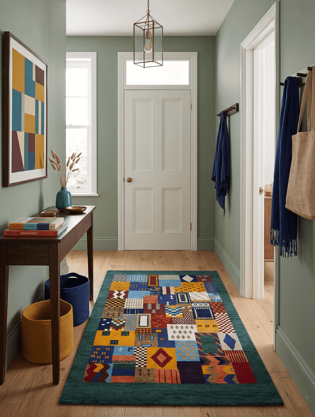 5x7 Multicolor Shapes Modern loop and cut Wool Hand Woven Rug - The Rug Decor