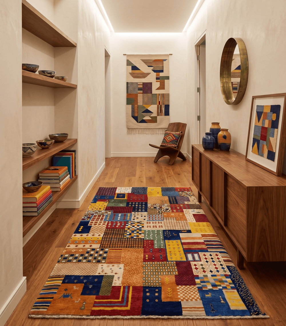 5x7 Multicolor Shapes Modern Wool Hand Woven Southwestern Lori Gabbeh Rug - The Rug Decor