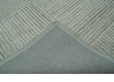 5x7.6 Gray and Ivory Modern Stripes Design Hand Tufted wool area rug - The Rug Decor