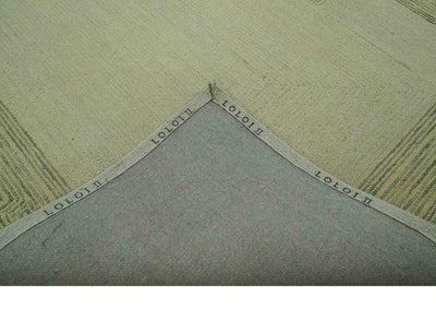 5x7.6 Ivory, Beige and Olive Modern stripes Design Hand Tufted wool area rug - The Rug Decor